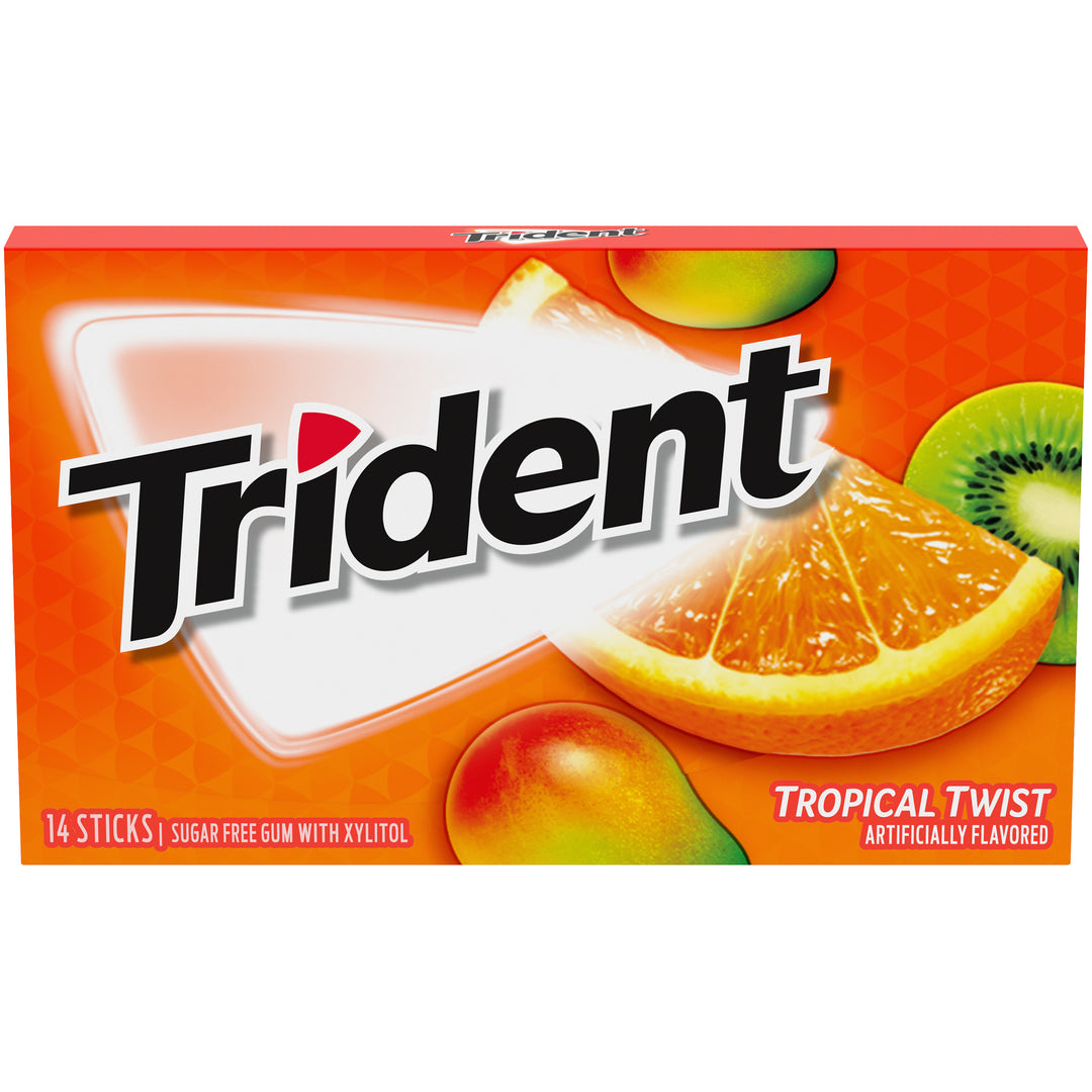 Trident Sugar Free Tropical Twist Gum-14 Count-12/Box-12/Case