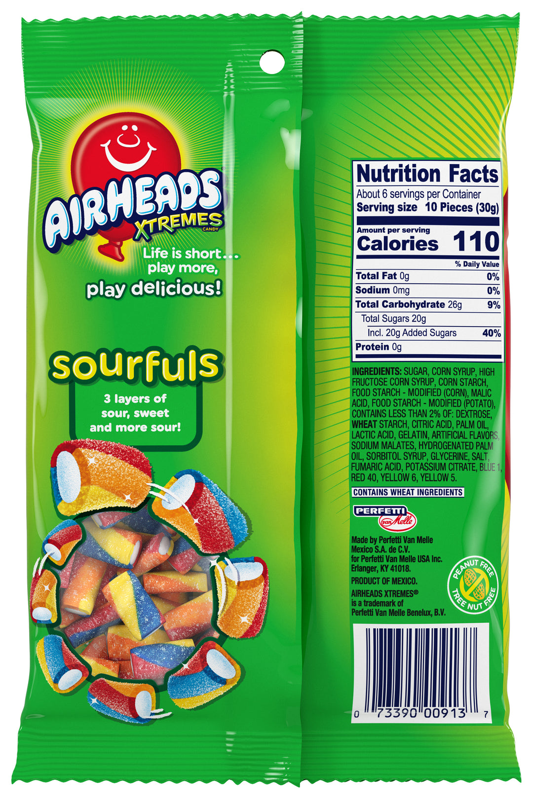 Airheads Xtreme Sourfuls Candy Gummy Candy-6 oz.-12/Case