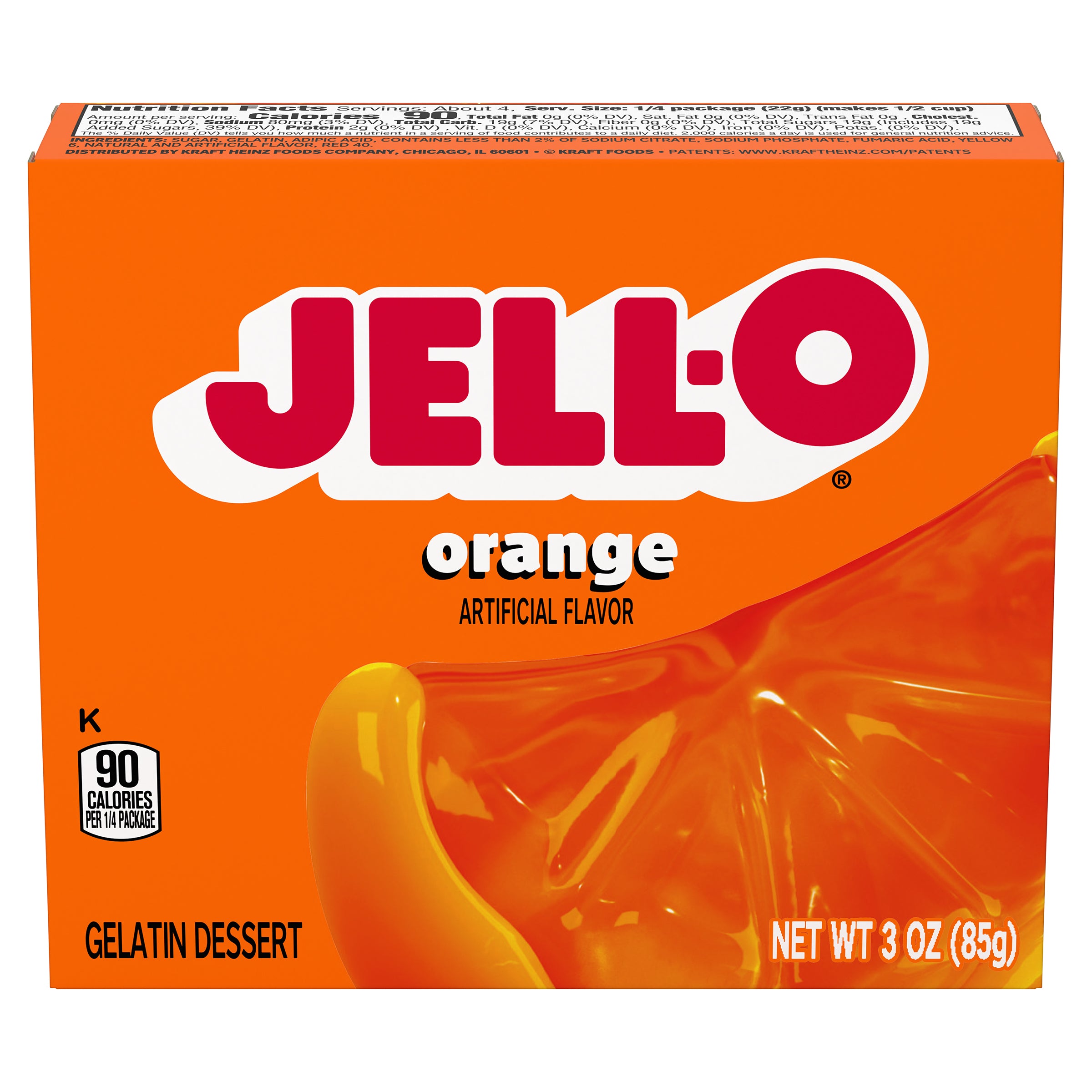 Jell-O Orange Flavored Gelatin Mix-3 oz.-24/Case MPN