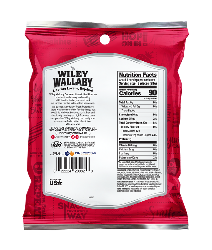 Wiley Wallaby Red Licorice-4 oz.-12/Case
