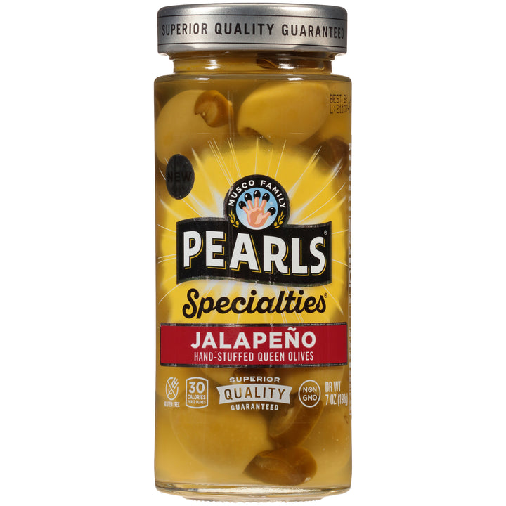 Pearls Jalapeno Stuffed Queen Olives Jar-7 oz.-6/Case