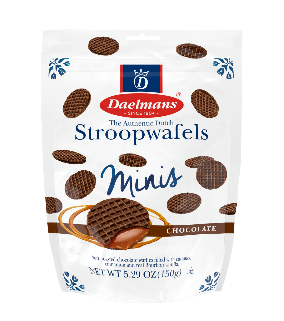 Daelmans Chocolate Mini Stroopwafel Stand Up Pouch-5.29 oz.-10/Case