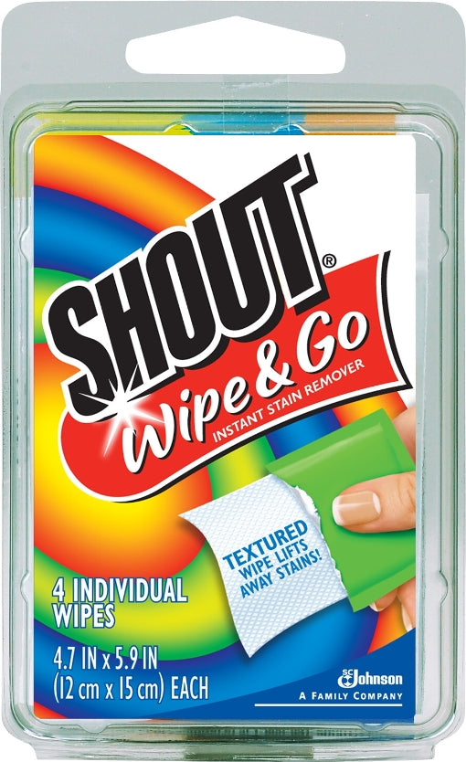 Shout Laundry Wipes Trial Size 4 Pack-4 Count-24/Case
