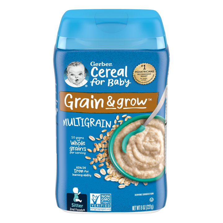 Gerber Grain & Grow Non-Gmo Multi Grain Cereal Baby Food Carton With Iron-8 oz.-3/Box-2/Case