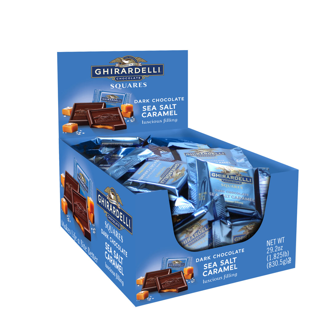 Ghirardelli Dark Chocolate Sea Salt Caramel Squares-0.53 oz.-55/Box-12/Case
