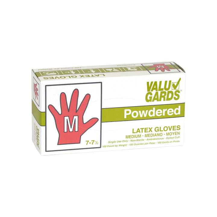 Valugards Latex Powdered Medium Glove-100 Each-100/Box-10/Case