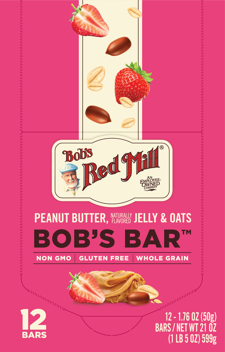 Bob's Red Mill Natural Foods Inc Peanut Butter Jelly And Oats Bar-1.76 oz.-12/Box-12/Case