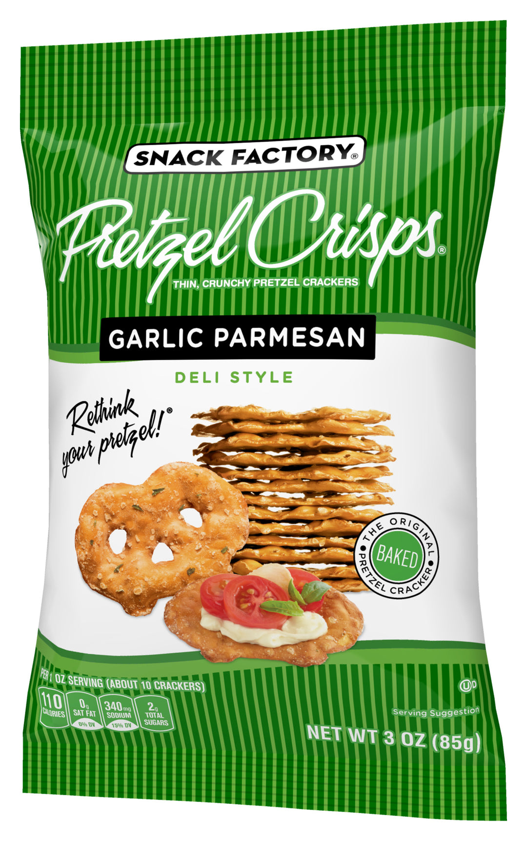 Snack Factory Pretzel Crisps Garlic Parmesan-3 oz.-8/Case