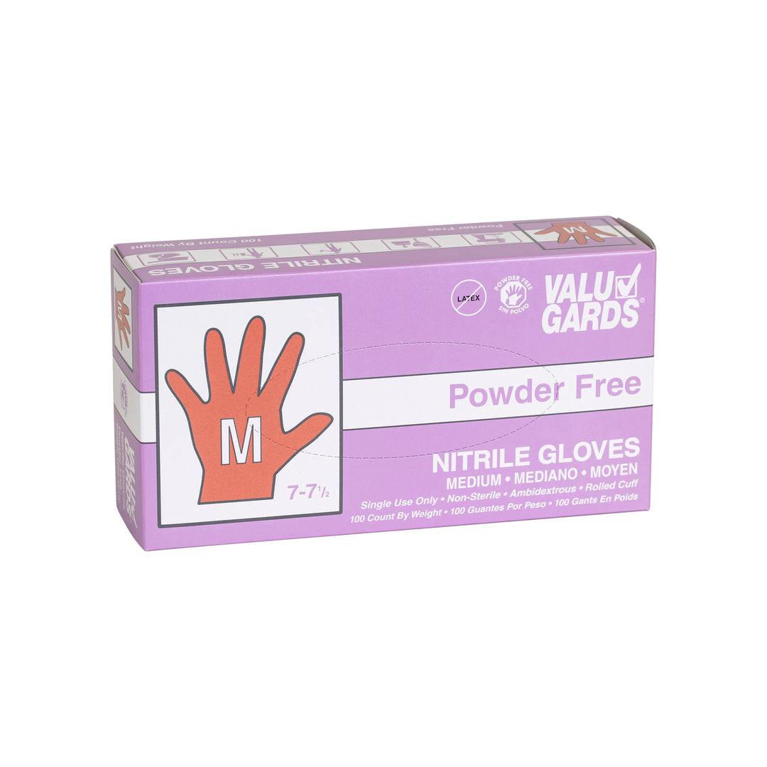 Valugards Nitrile Powder Free Purple Medium Glove-100 Each-100/Box-10/Case