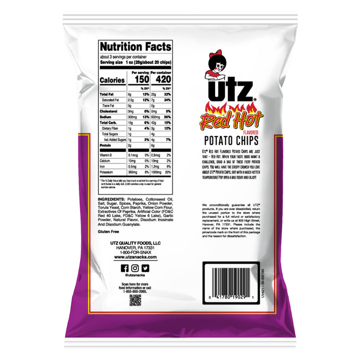 Utz Red Hot Chips-2.75 oz.-14/Case