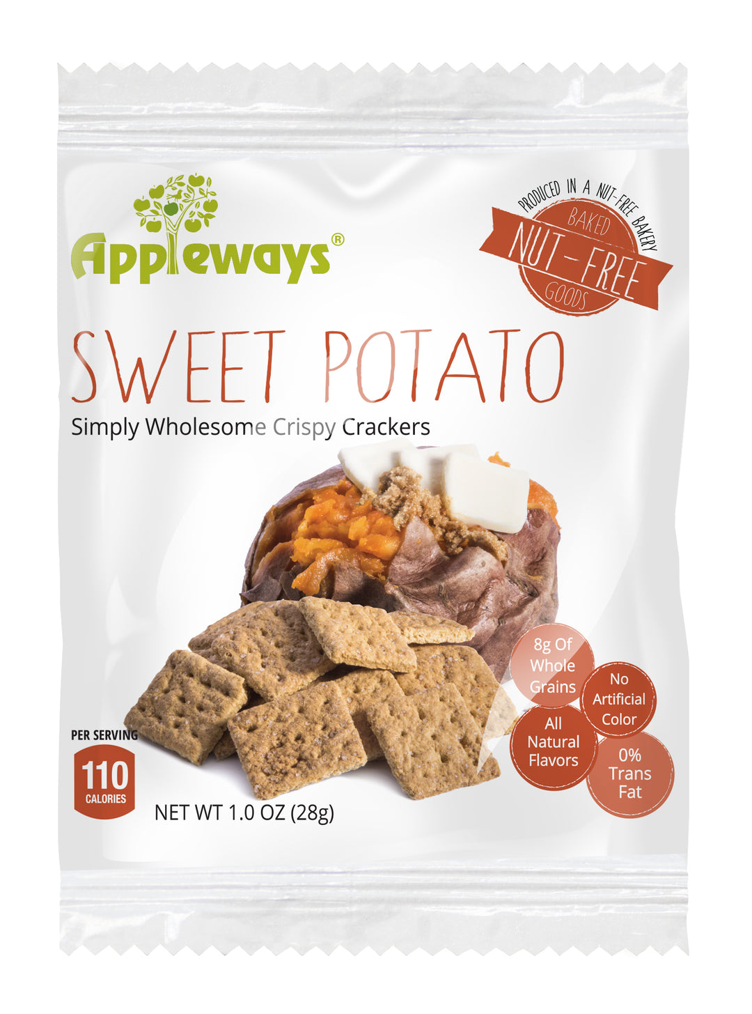 Appleways Sweet Potato Cracker-1 oz.-108/Case
