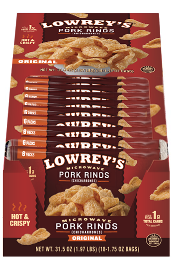 Lowreys Bacon Curls Original-1.75 oz.-18/Box-2/Case