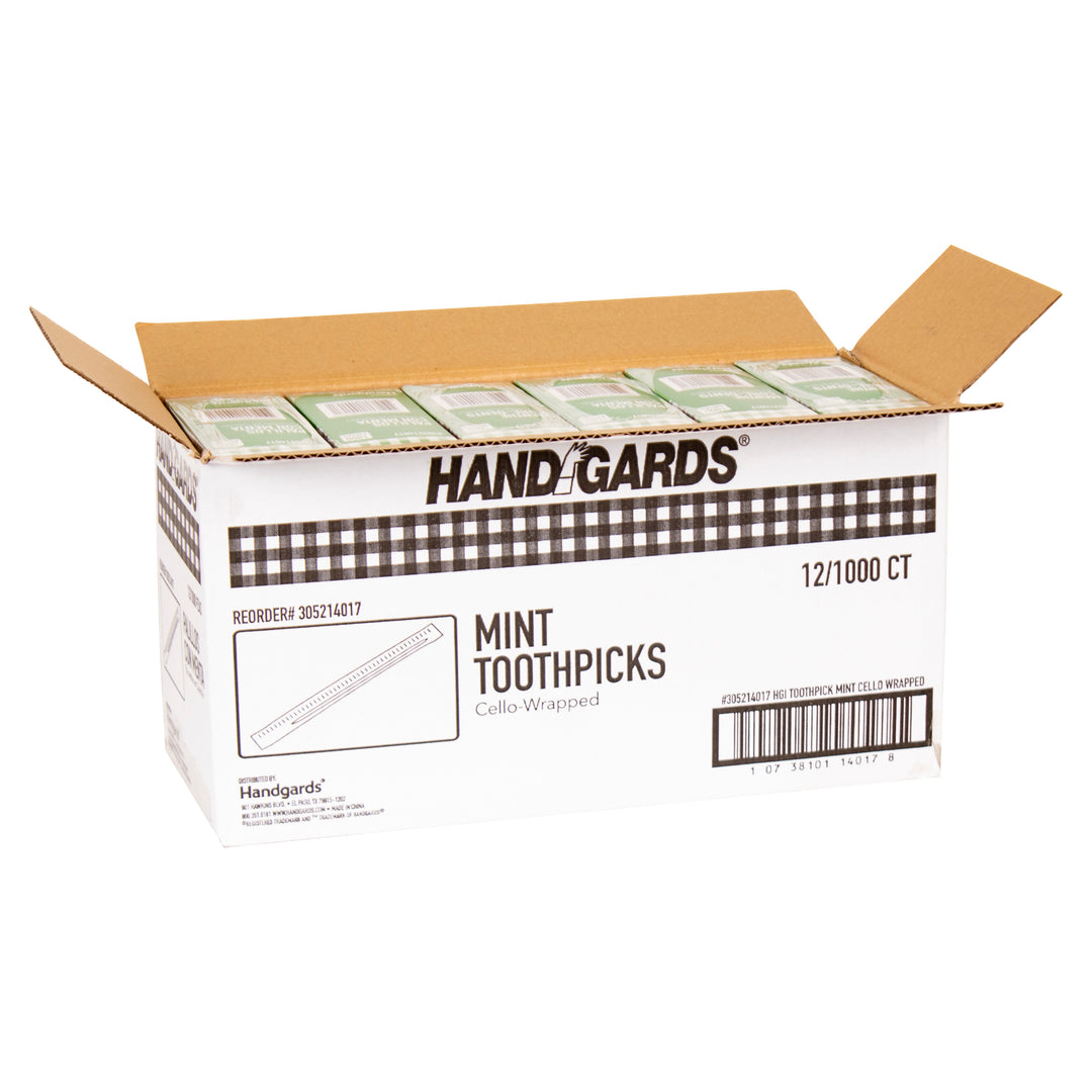 Handgards 2.5 Inch Individually Cello Wrapped Mint Toothpick-1000 Each-1000/Box-12/Case