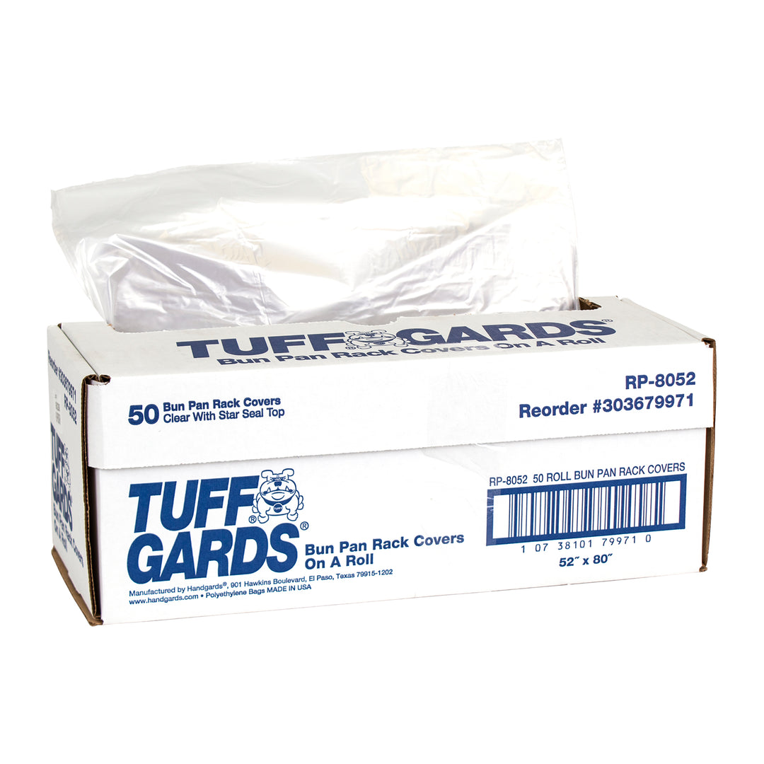 Tuffgards High Density Polyethylene Clear Roll Pack 52 Inch X 80 Inch Bun Rack Cover-50 Each-50/Box-1/Case