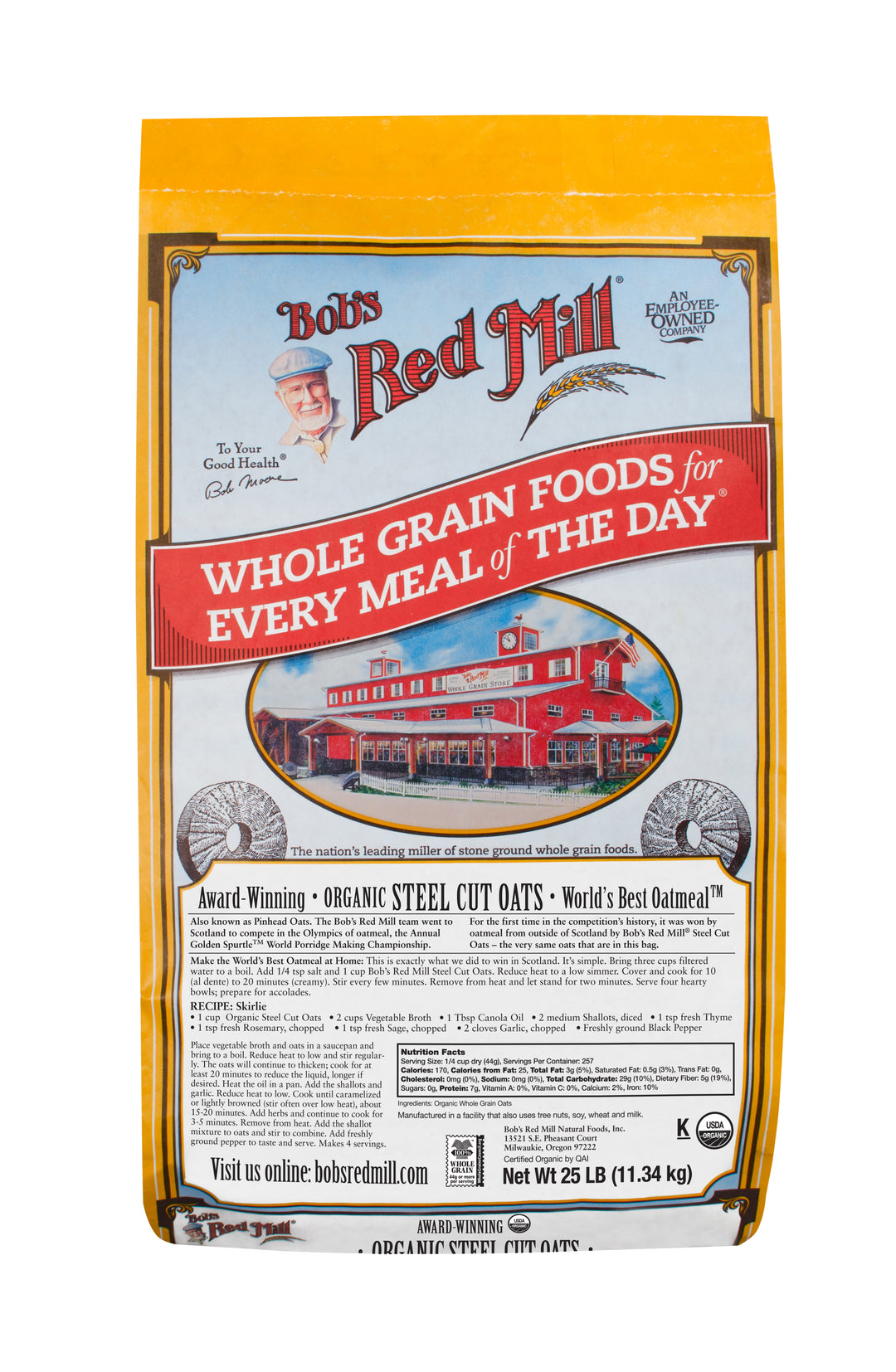 Bob's Red Mill Natural Foods Inc Organic Steel Cut Oats-25 lb.