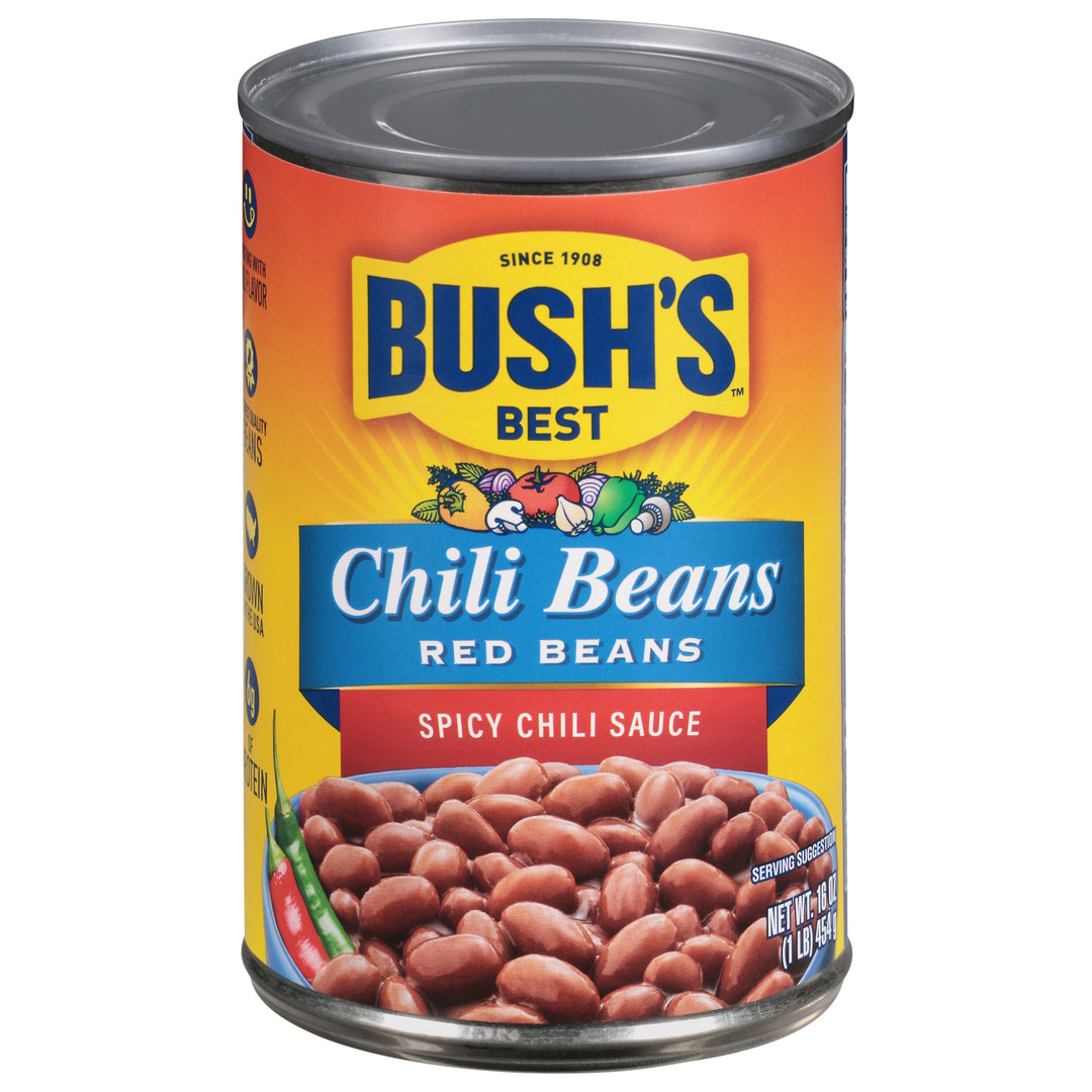 Bush's Best Hot Chili Beans Red Beans Hot Chili Sauce-16 oz.-12/Case