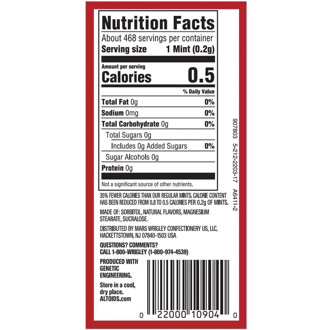 Altoids Smalls Sugar Free Peppermint-0.37 oz.-9/Box-12/Case