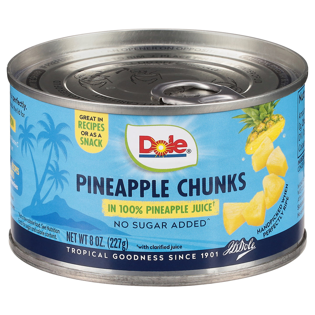 Dole Ez Open In 100% Juice Chunk Pineapple-8 oz.-12/Case