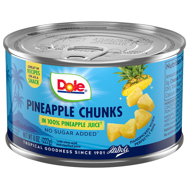 Dole Ez Open In 100% Juice Chunk Pineapple-8 oz.-12/Case