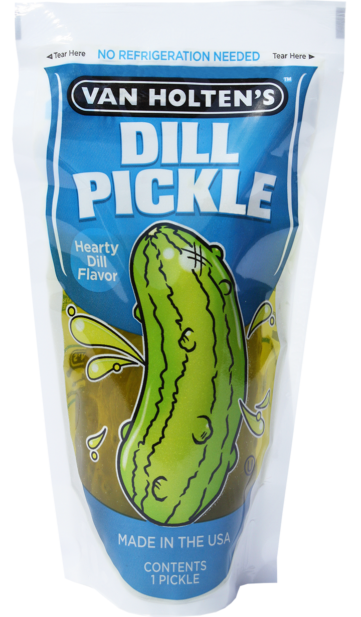 Van Holten's Dill Jumbo Pickle Whole Single Serve Pouch-1 Each-12/Case