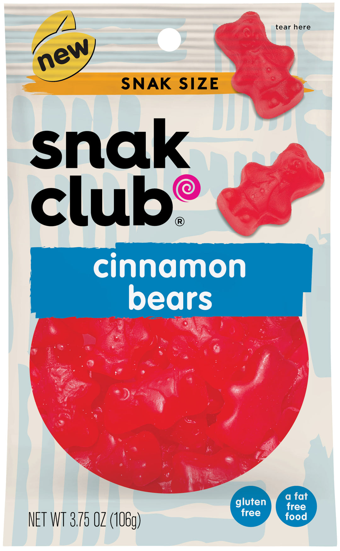 Snak Club Cinnamon Gummy Bears-3.75 oz.-12/Case