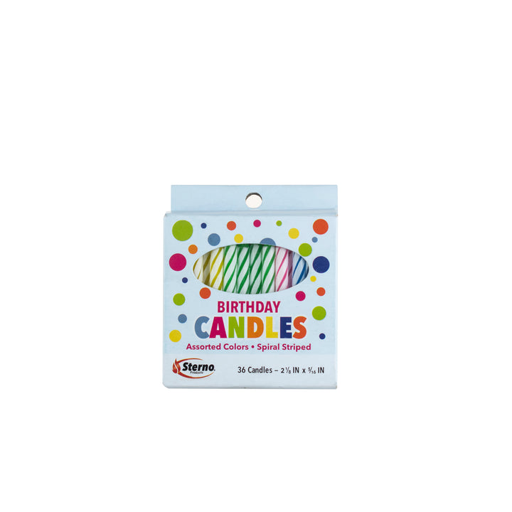 Sterno Candle Lamp Spiral Stripe Birthday Candle-36 Count-12/Box-12/Case