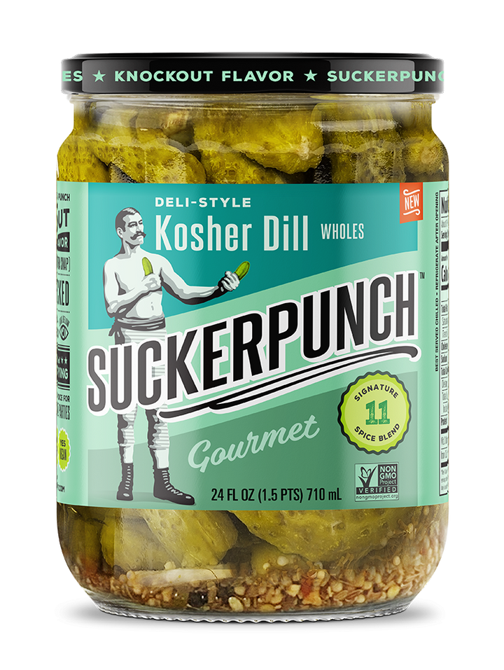 Suckerpunch Gourmet Kosher Dill Pickle Whole Jar-24 fl. oz.-6/Case