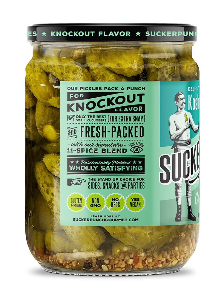 Suckerpunch Gourmet Kosher Dill Pickle Whole Jar-24 fl. oz.-6/Case