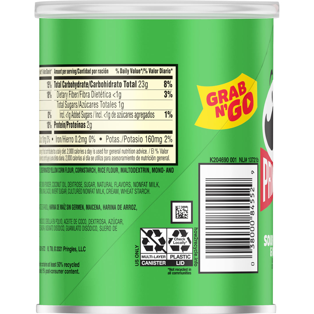 Pringles Grab & Go Sour Cream & Onion Potato Crisp-1.4 oz.-12/Case