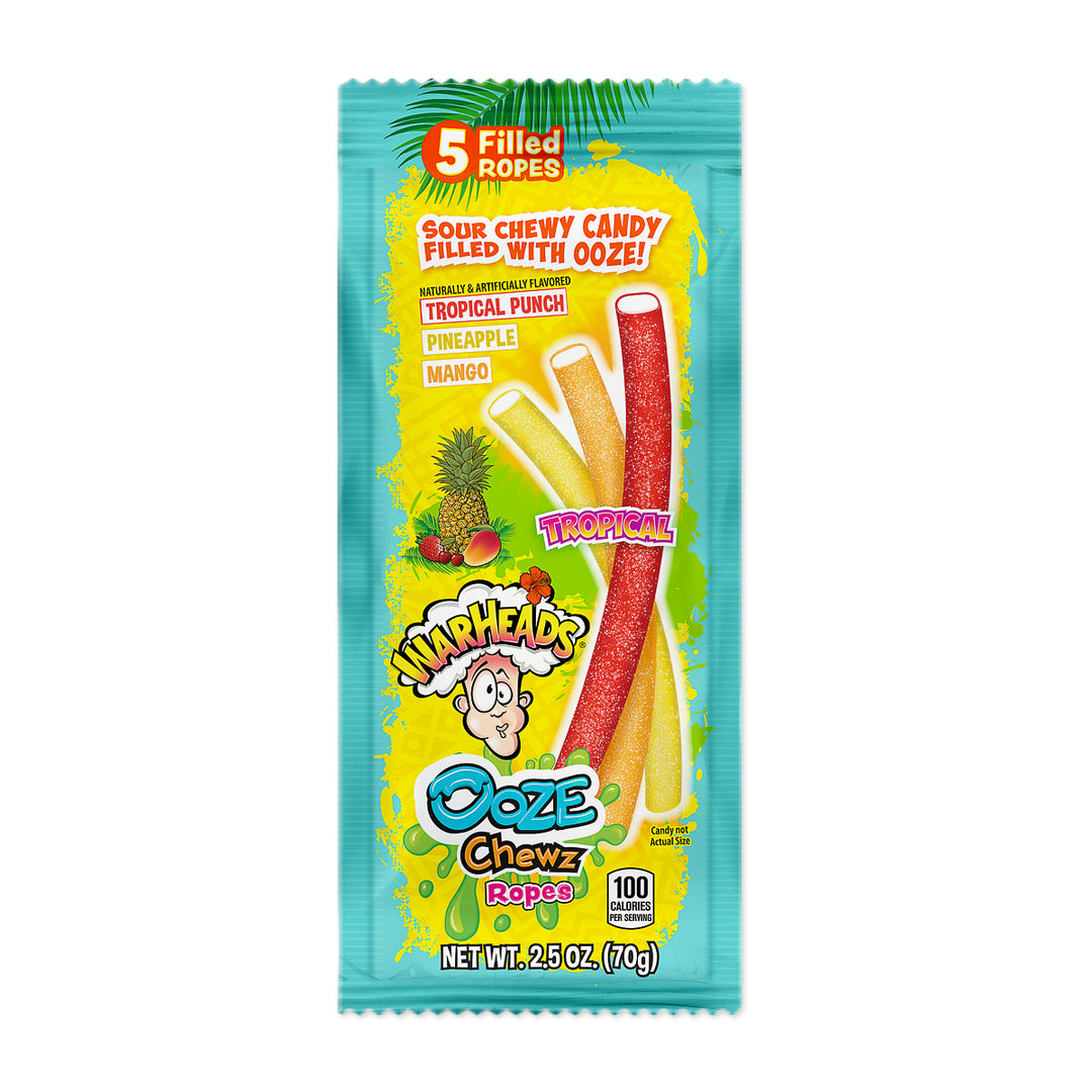 Warheads Ooze Chewz Tropical Ropes Count Good-7.5 lbs.-48/Case