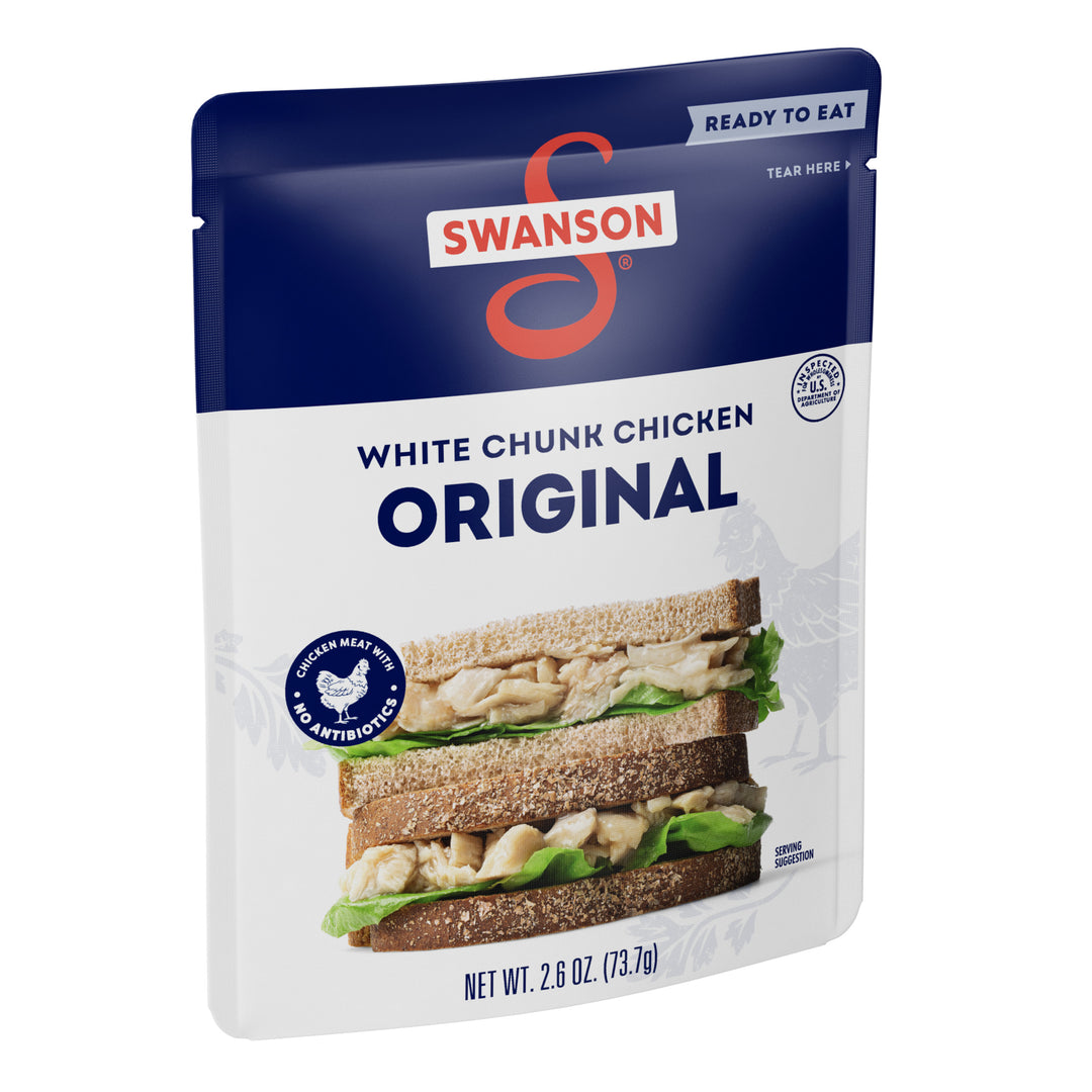 Swanson Fully Cooked White Chunks Chicken Pouch-2.6 oz.-12/Case