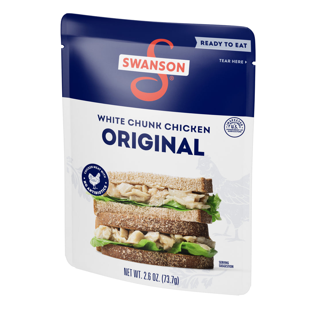 Swanson Fully Cooked White Chunks Chicken Pouch-2.6 oz.-12/Case