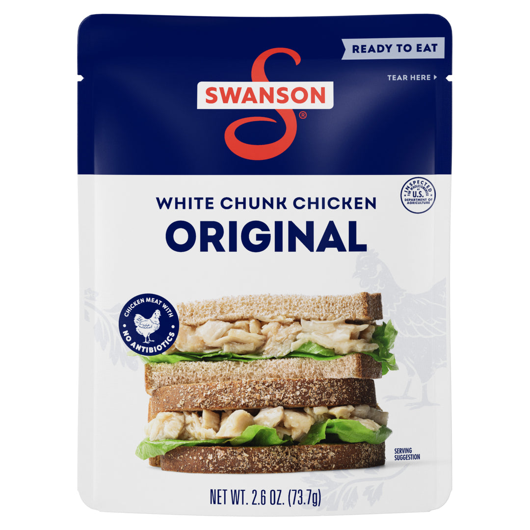 Swanson Fully Cooked White Chunks Chicken Pouch-2.6 oz.-12/Case