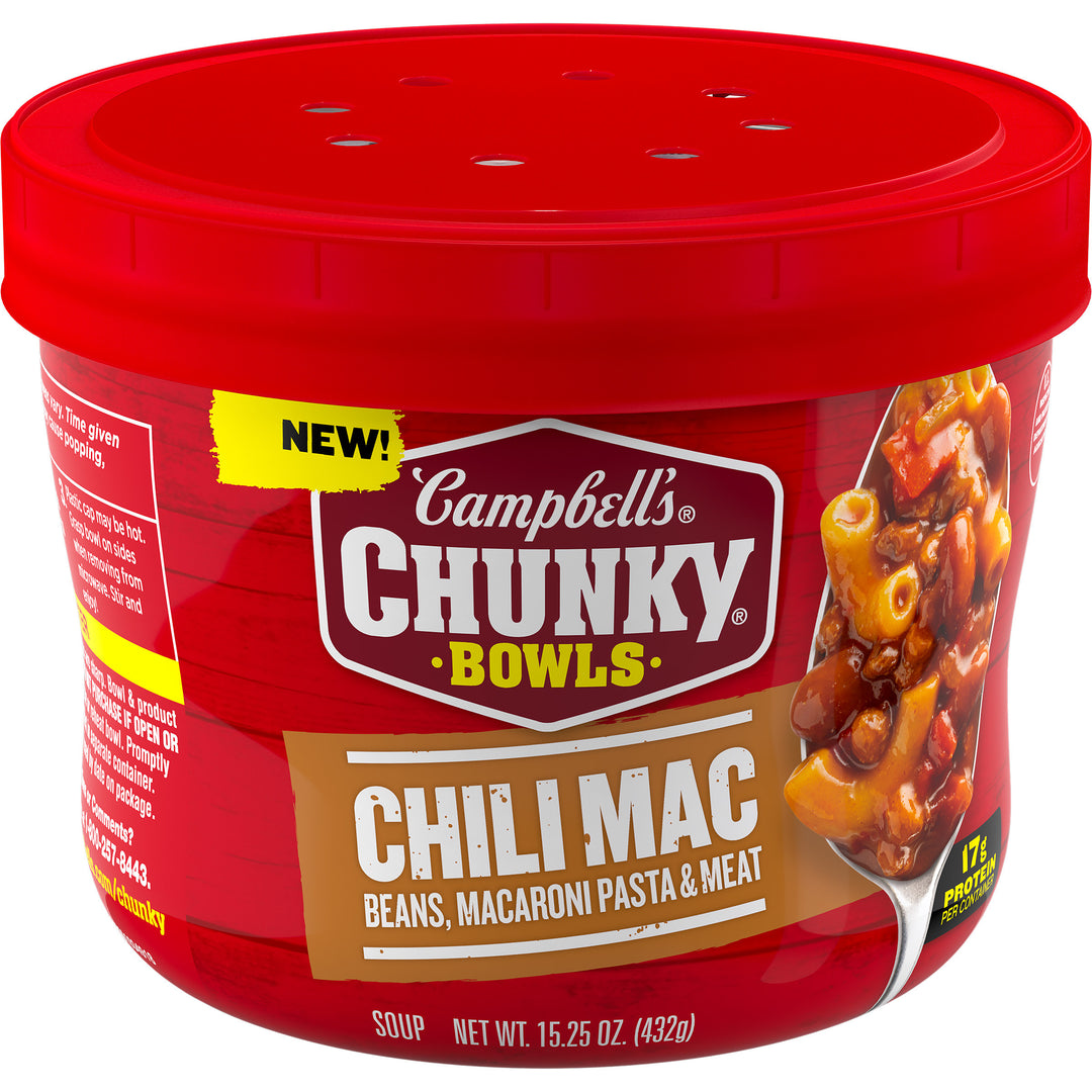 Campbell's Chunky Chili Mac Soup-Microwavable Bowl-15.25 oz.-8/Case