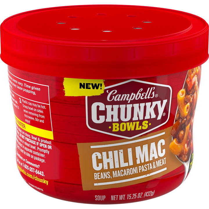 Campbell's Chunky Chili Mac Soup-Microwavable Bowl-15.25 oz.-8/Case