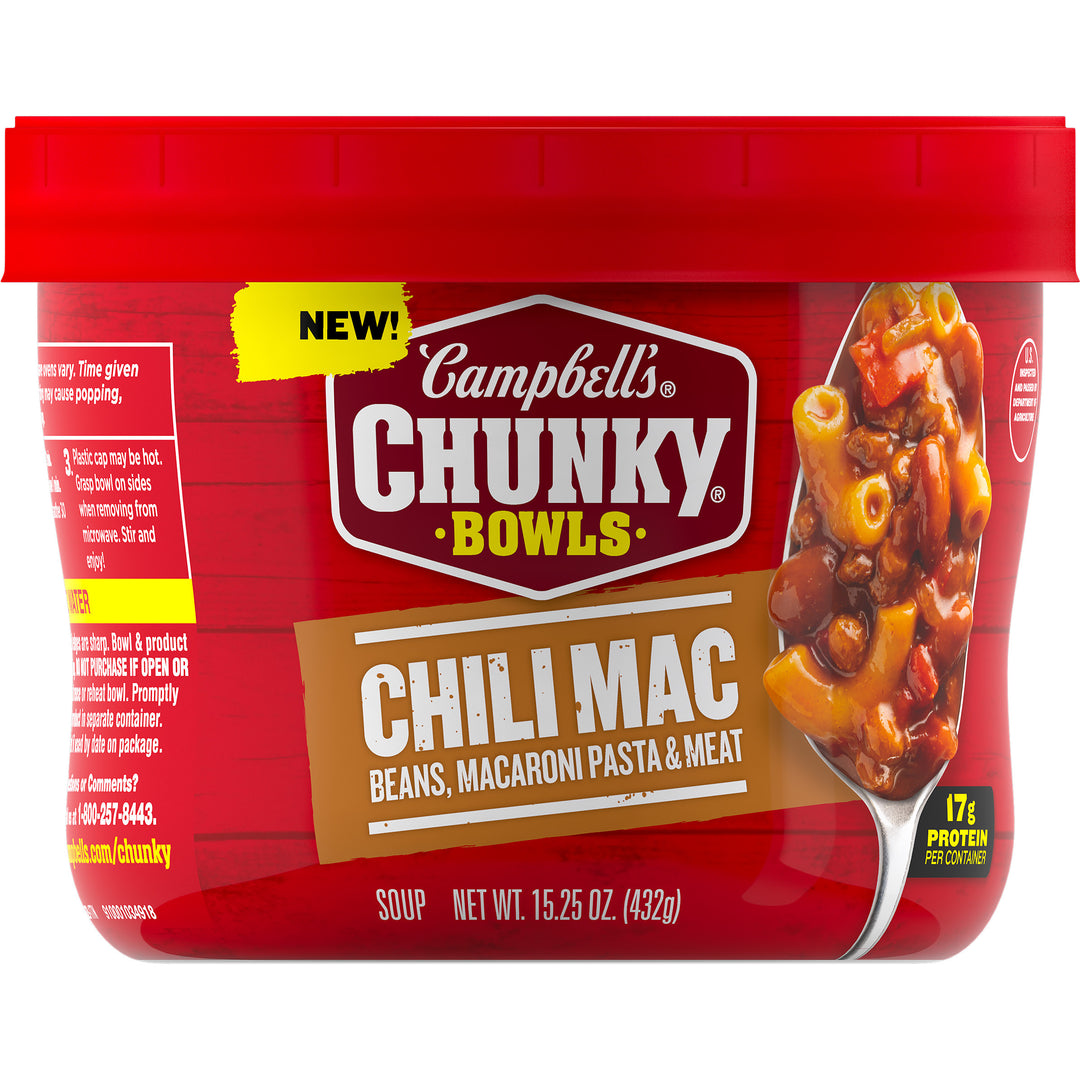 Campbell's Chunky Chili Mac Soup-Microwavable Bowl-15.25 oz.-8/Case