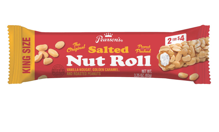 Salted Nut Roll Pearson's King Size Pre-Priced 2/$4 Shipper-144 Count-1/Case
