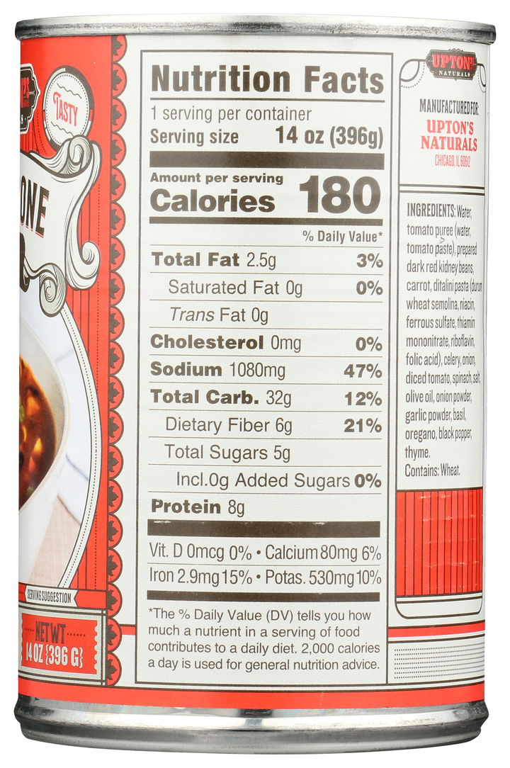 Upton's Naturals Minestrone Soup-14 oz.-8/Case