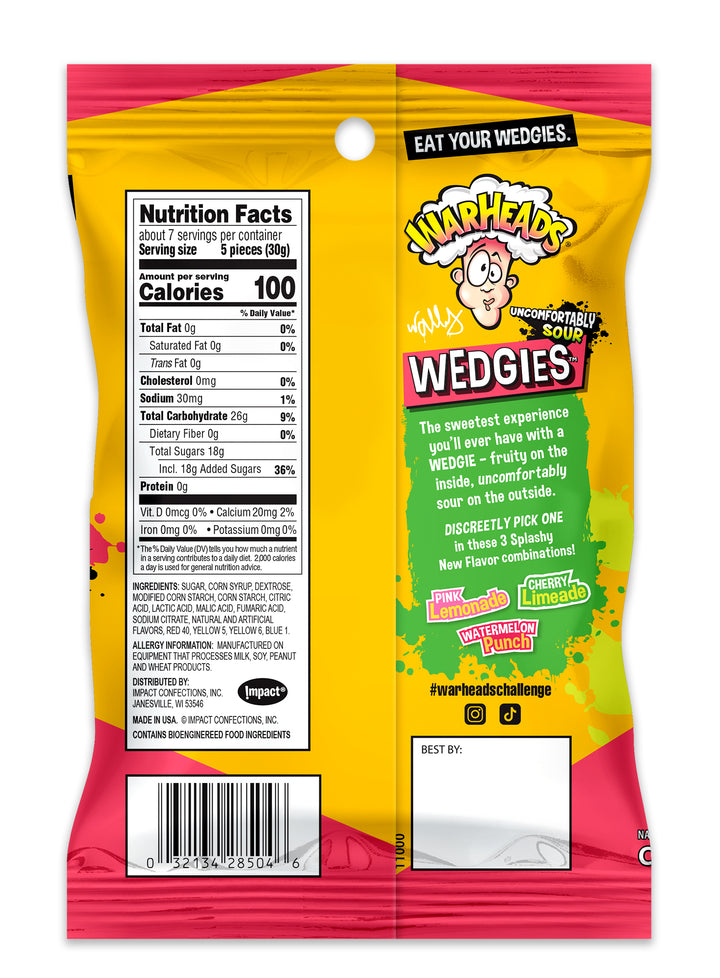 Warheads Wedgies Peg Bag Drc-7.25 oz.-8/Case