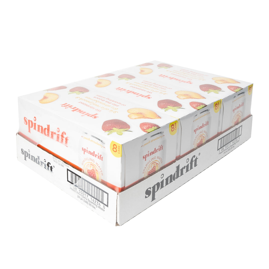 Spindrift Peach Strawberry Sparkling Water-12 fl. oz.-8/Box-3/Case