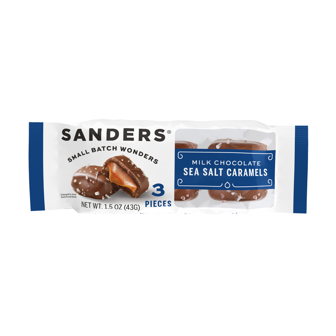 Sanders Candy Milk Chocolate Sea Salt Caramel 3-Piece-0.015 oz.-8/Box-4/Case