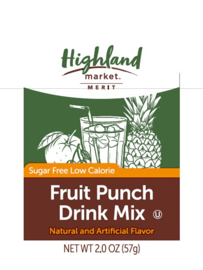 Highland Market Sugar Free Fruit Punch Drink Mix-2 oz.-12/Case