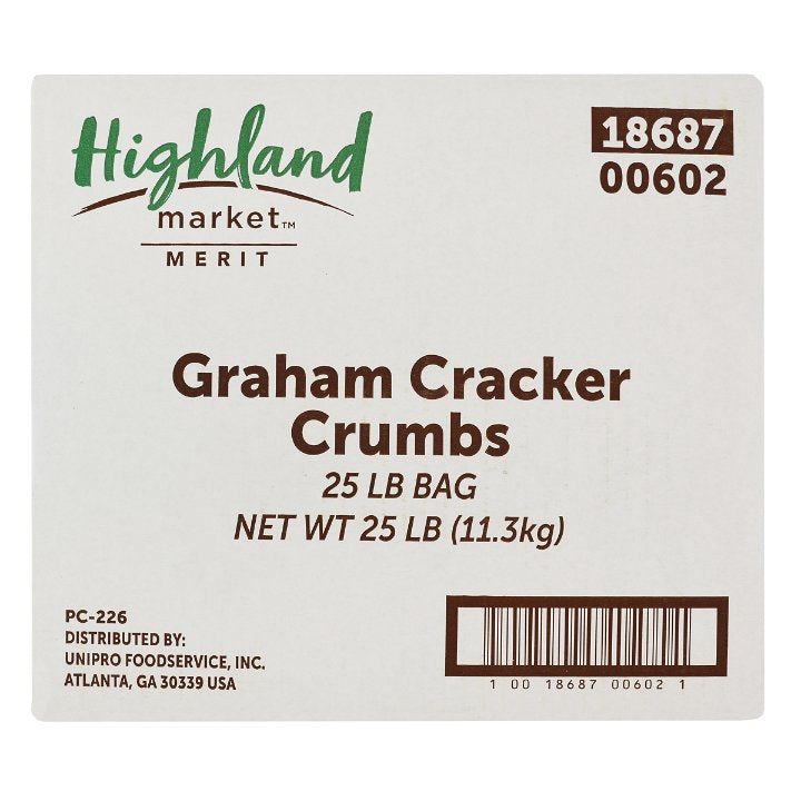Highland Market Merit Graham Cracker Crumbs-25 lbs.-1/Case