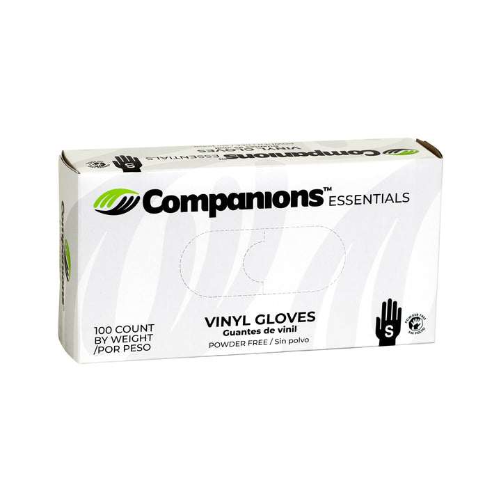 Companions Essentials Powdered Free Small Vinyl Gloves-100 Each-100/Box-10/Case
