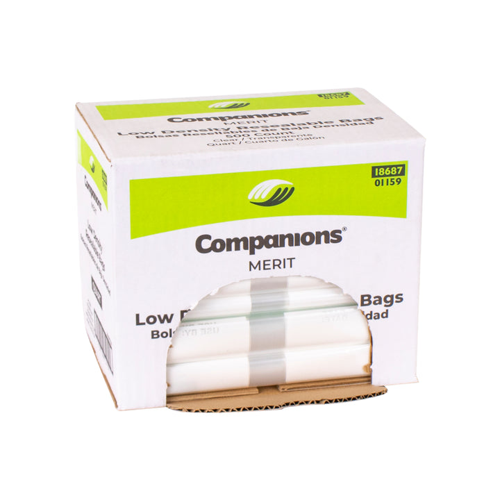 Companions Merit Reclosable Quart Bag-Clear Flat Stack Pack-500 Each-500/Box-1/Case