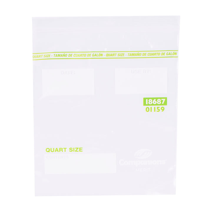 Companions Merit Reclosable Quart Bag-Clear Flat Stack Pack-500 Each-500/Box-1/Case