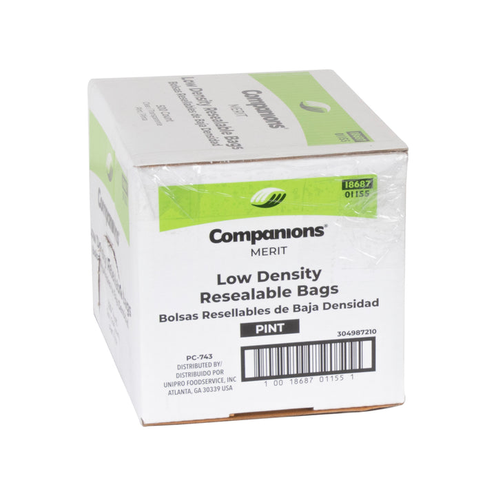 Companions Merit Reclosable Pint Bag-Clear Flat Stack Pack-500 Each-500/Box-1/Case