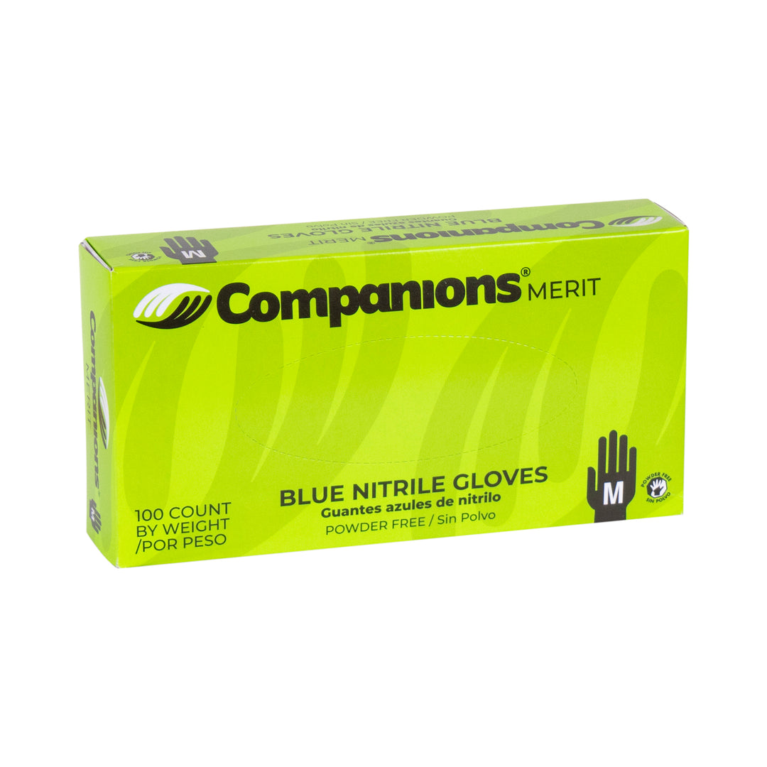 Companions Essentials Medium Nitrile Bluepowder Free Glove-100 Each-100/Box-10/Case