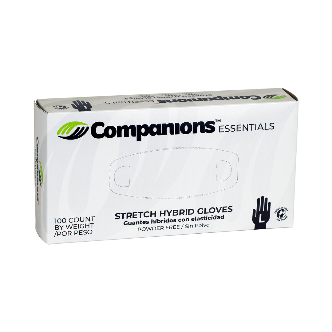 Companions Essentials Gloves Hybrid Stretch Clear Large-100 Each-100/Box-10/Case