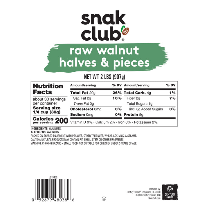 Snak Club Walnut Halves & Pieces;Raw-32 oz.-3/Case